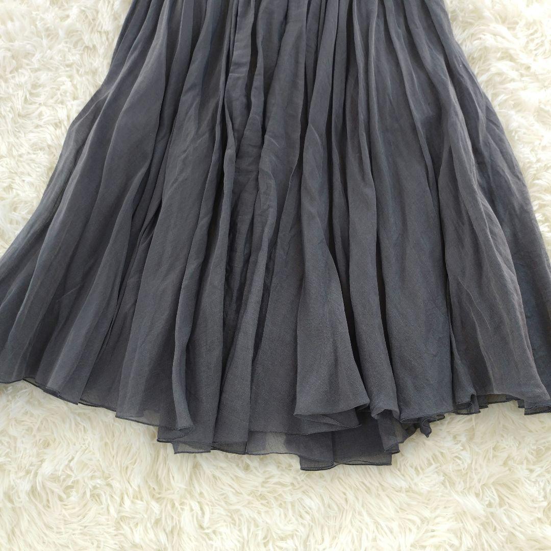 フォクシー FOXEY シアーサーキュラースカート シルク混 シフォン 40