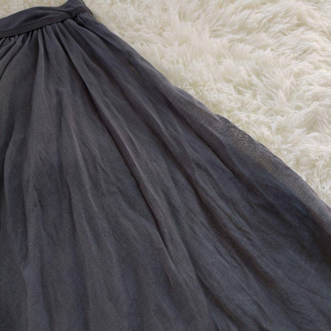 フォクシー FOXEY シアーサーキュラースカート シルク混 シフォン 40