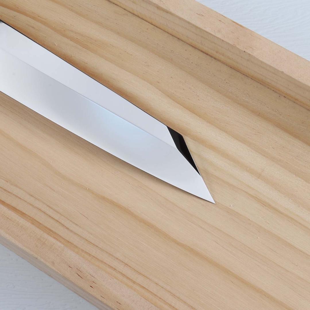 7314 切付包丁 尺一 ウルトラ鏡面仕上げ 刺身包丁 黒檀五本銀巻八角柄