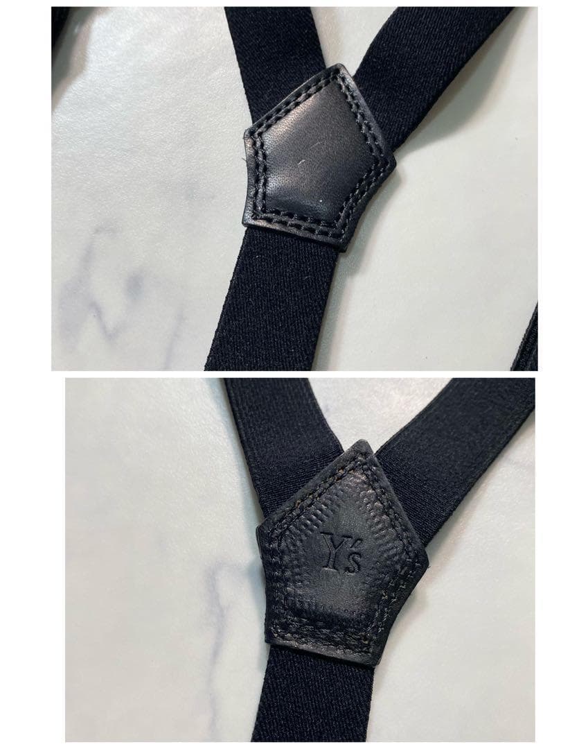 【極美品】ワイズ/Y's　サスペンダー　ロゴ刻印　ヨウジヤマモト　黒　レザー