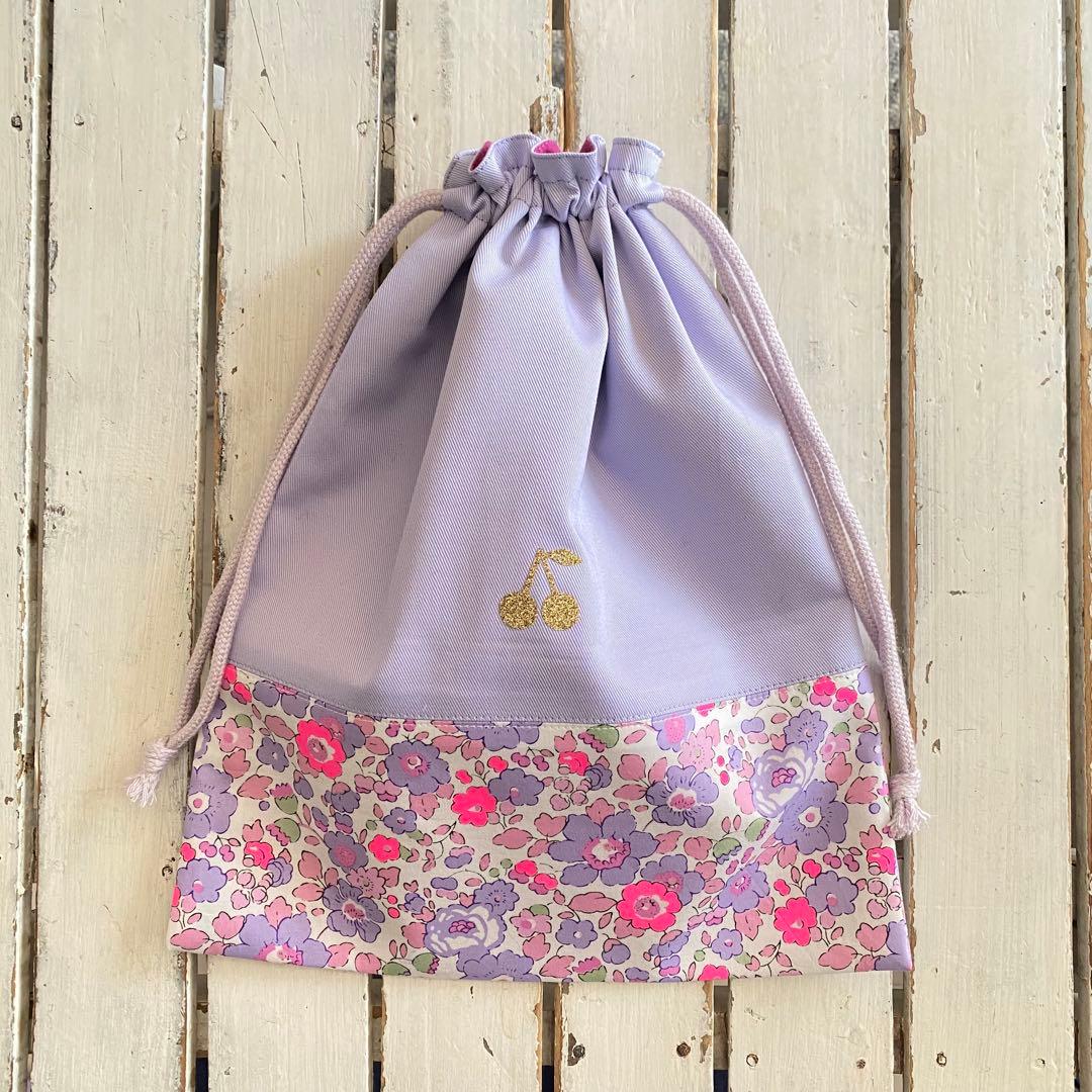 ぶーとん様⭐︎リバティプリント使用×さくらんぼワッペンレッスンバッグ他オーダー