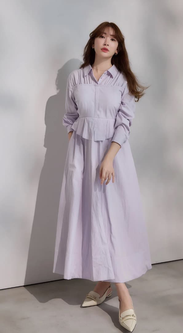 ワンピース Her lip to Peplum Poplin Shirt Dress / M