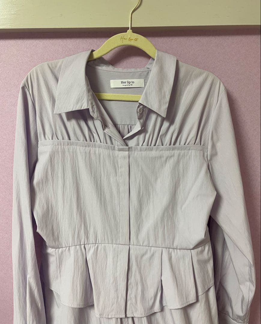 ワンピース Her lip to Peplum Poplin Shirt Dress / M