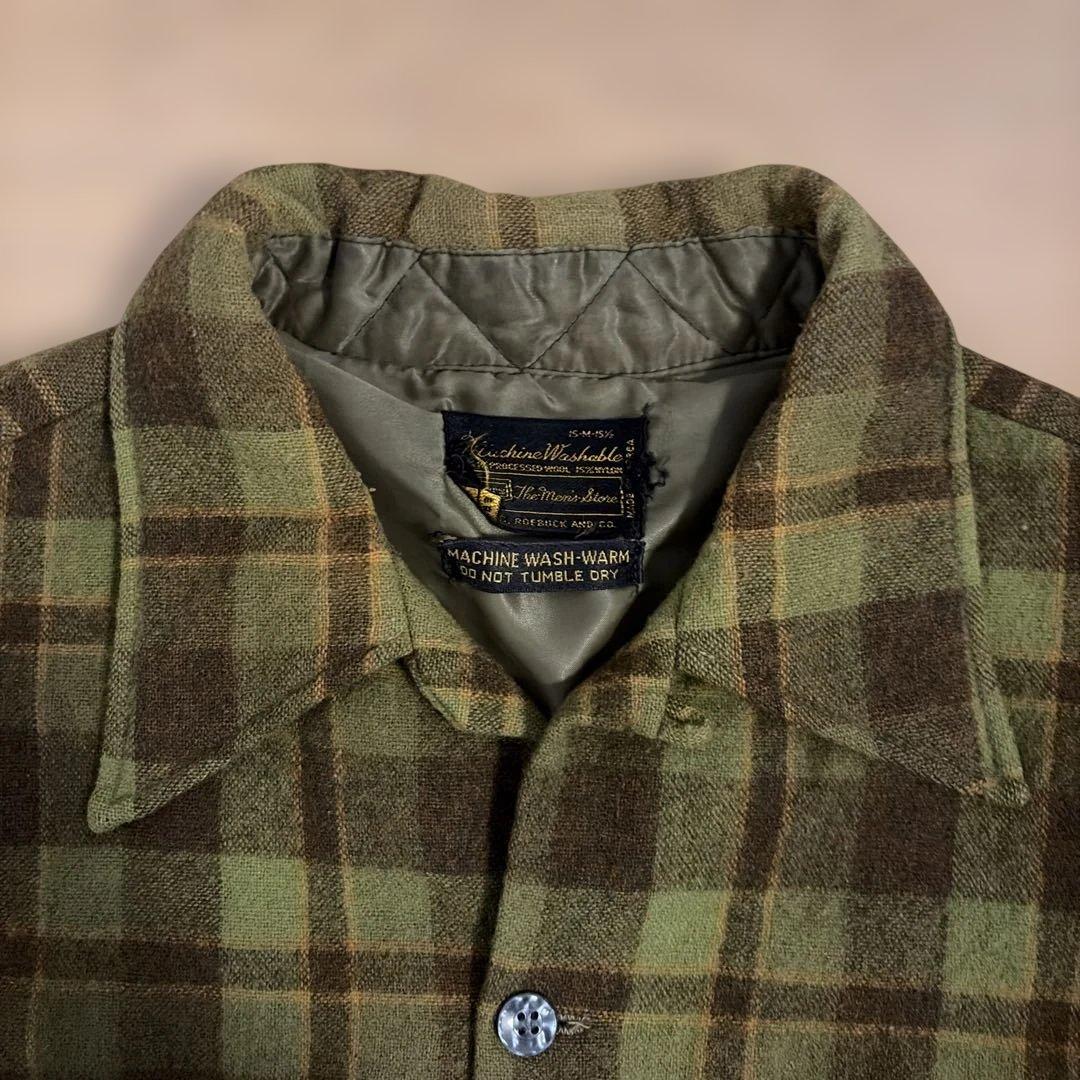 古着 50s 60s sears ウールシャツ　ボックス型　オリーブ