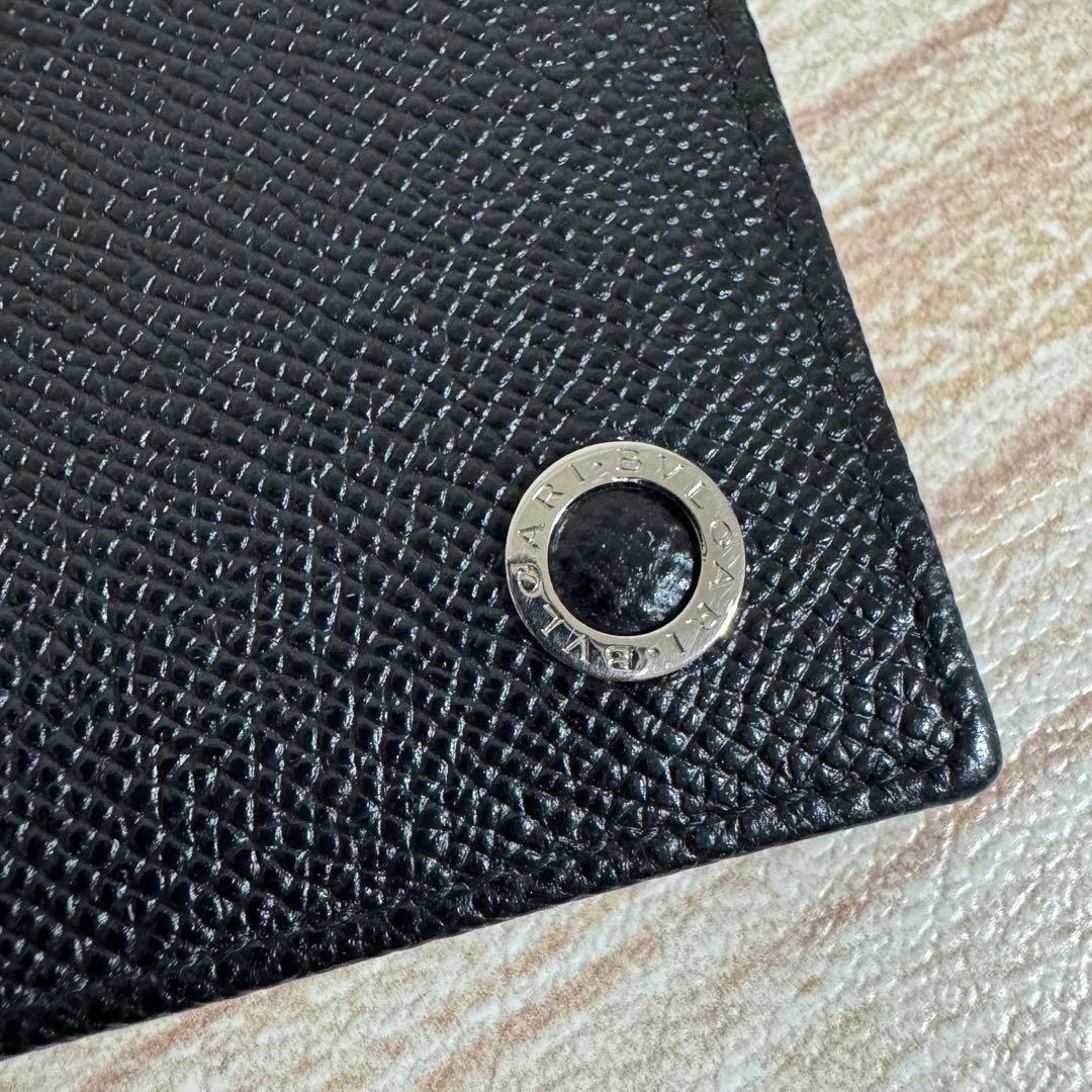 【ほぼ未使用】BVLGARI レザー 長財布 サークルロゴ ブラック ブルー