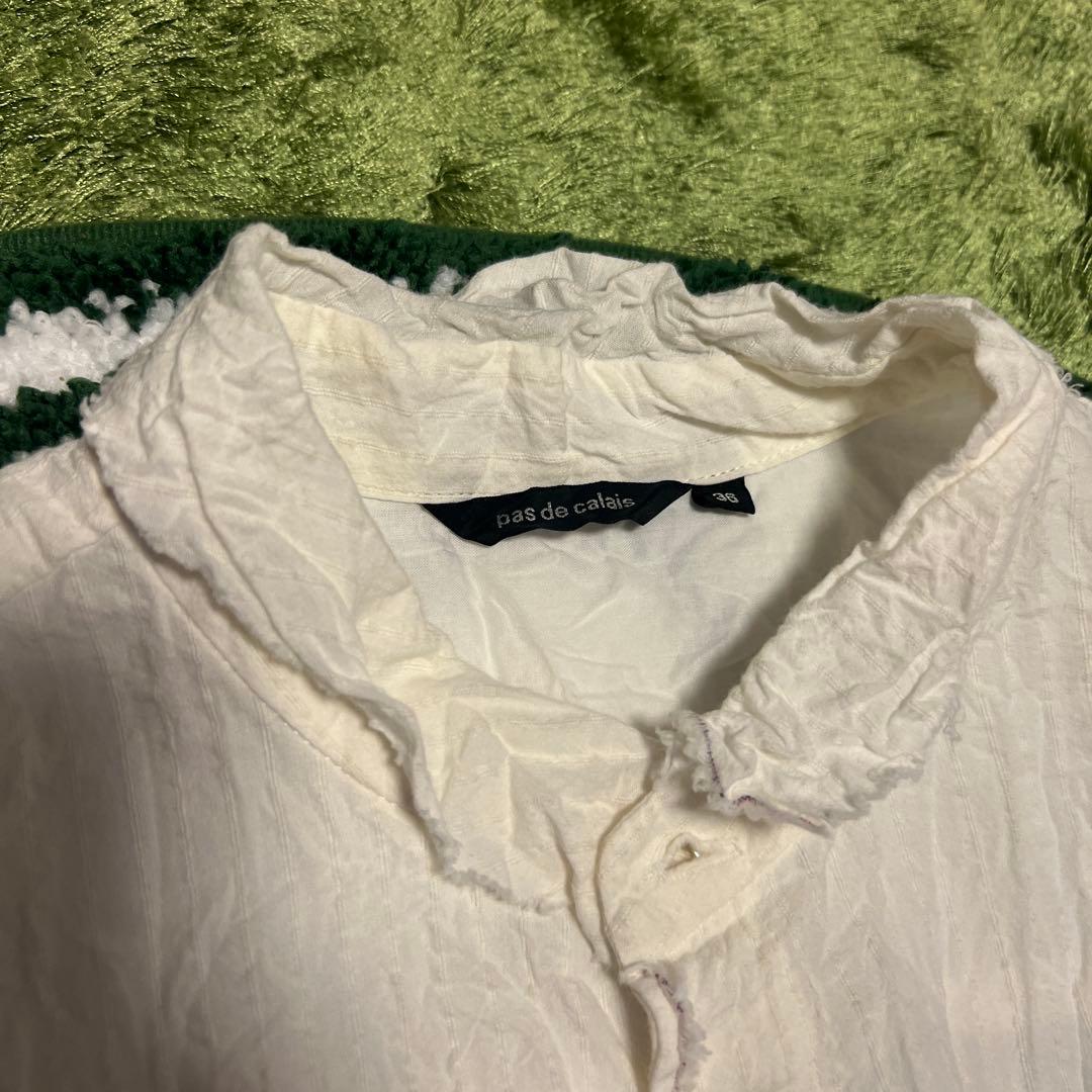 pas de calais ホワイト 半袖シャツ