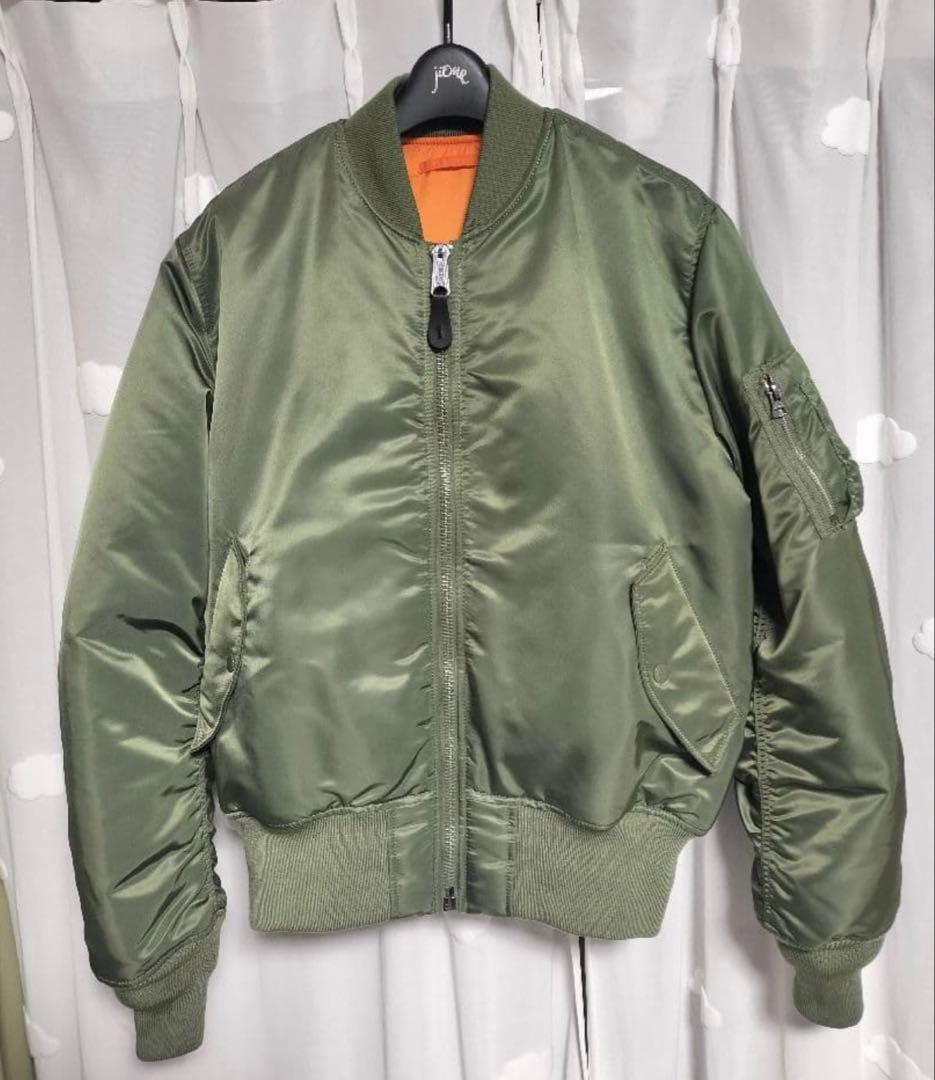 【短期出品】オリーブグリーン MA-1ジャケット ALPHA【未使用に近い】