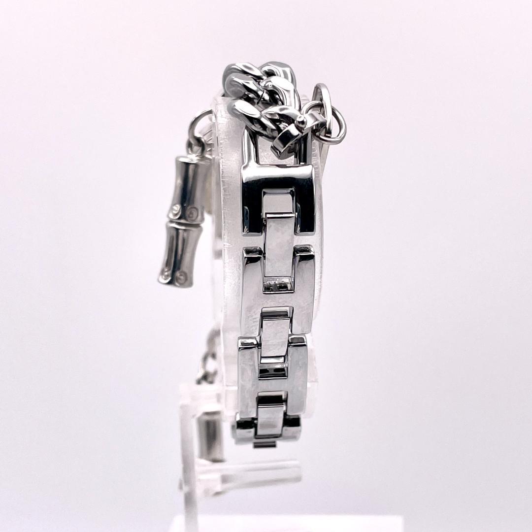 グッチ 107 レディース 時計 Gフェイス チェーン シルバー文字盤 稼動