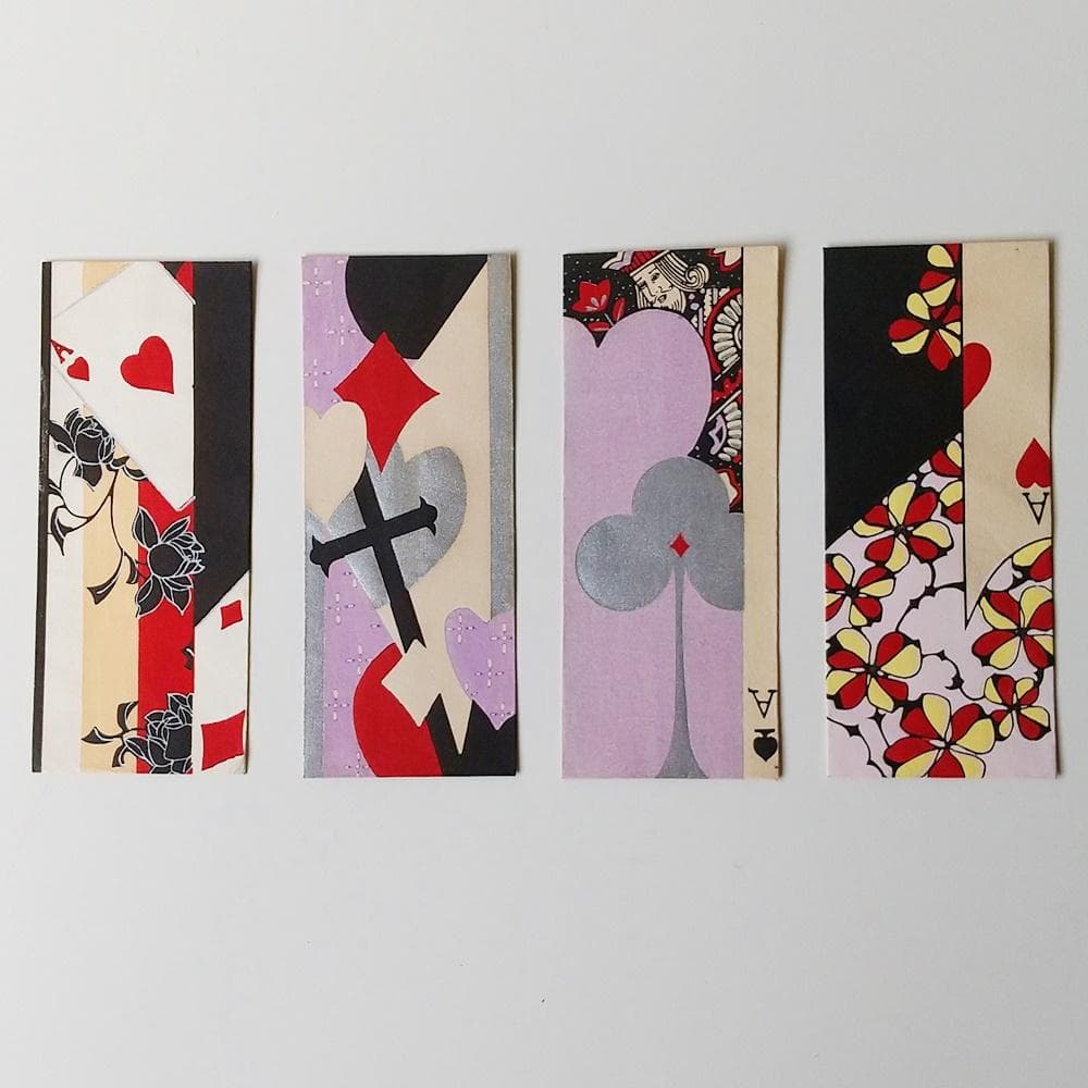アンティーク木版画　魅惑のトランプカード　4点セット