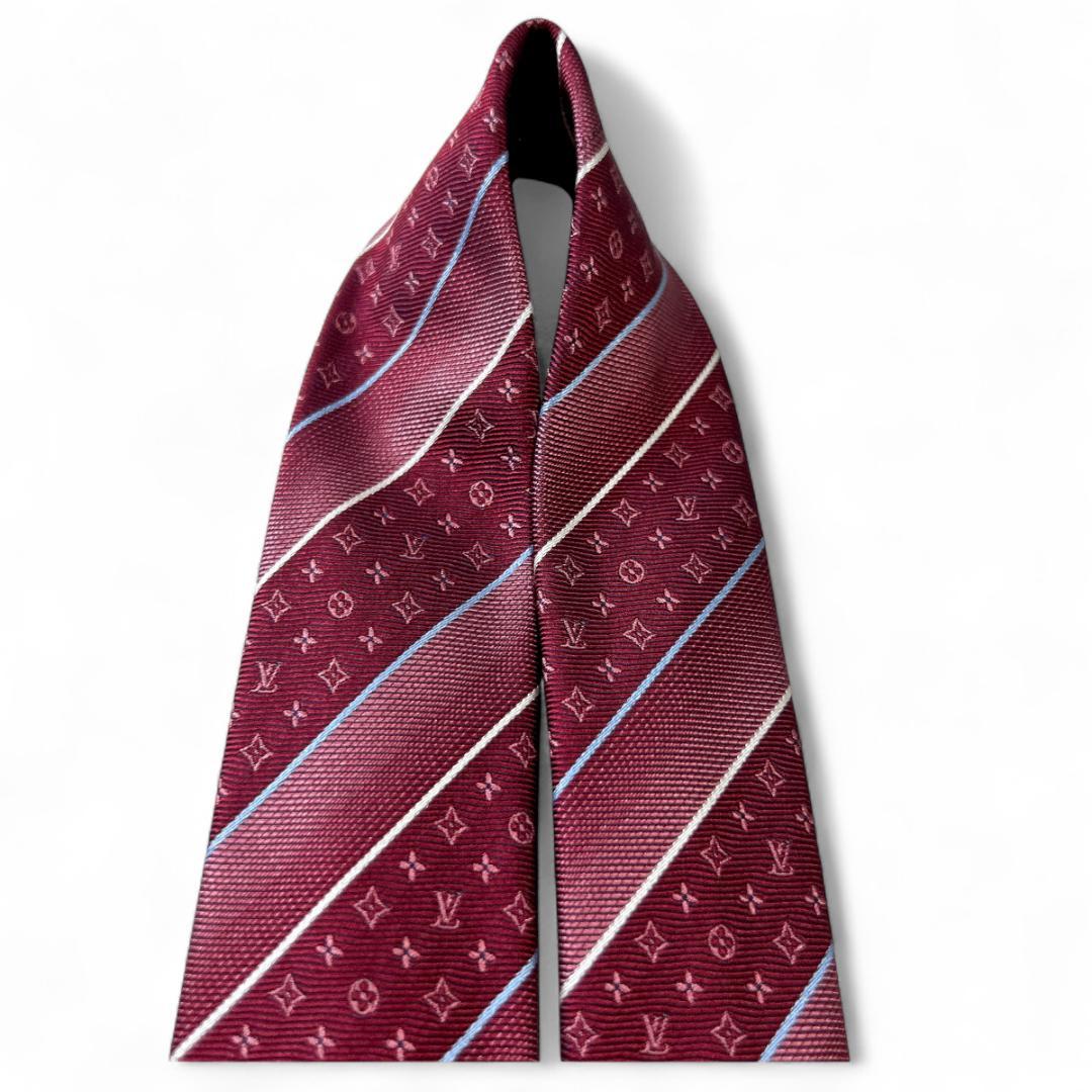 LOUIS VUITTON ネクタイ ボルドー モノグラム ストライプ 箱付き
