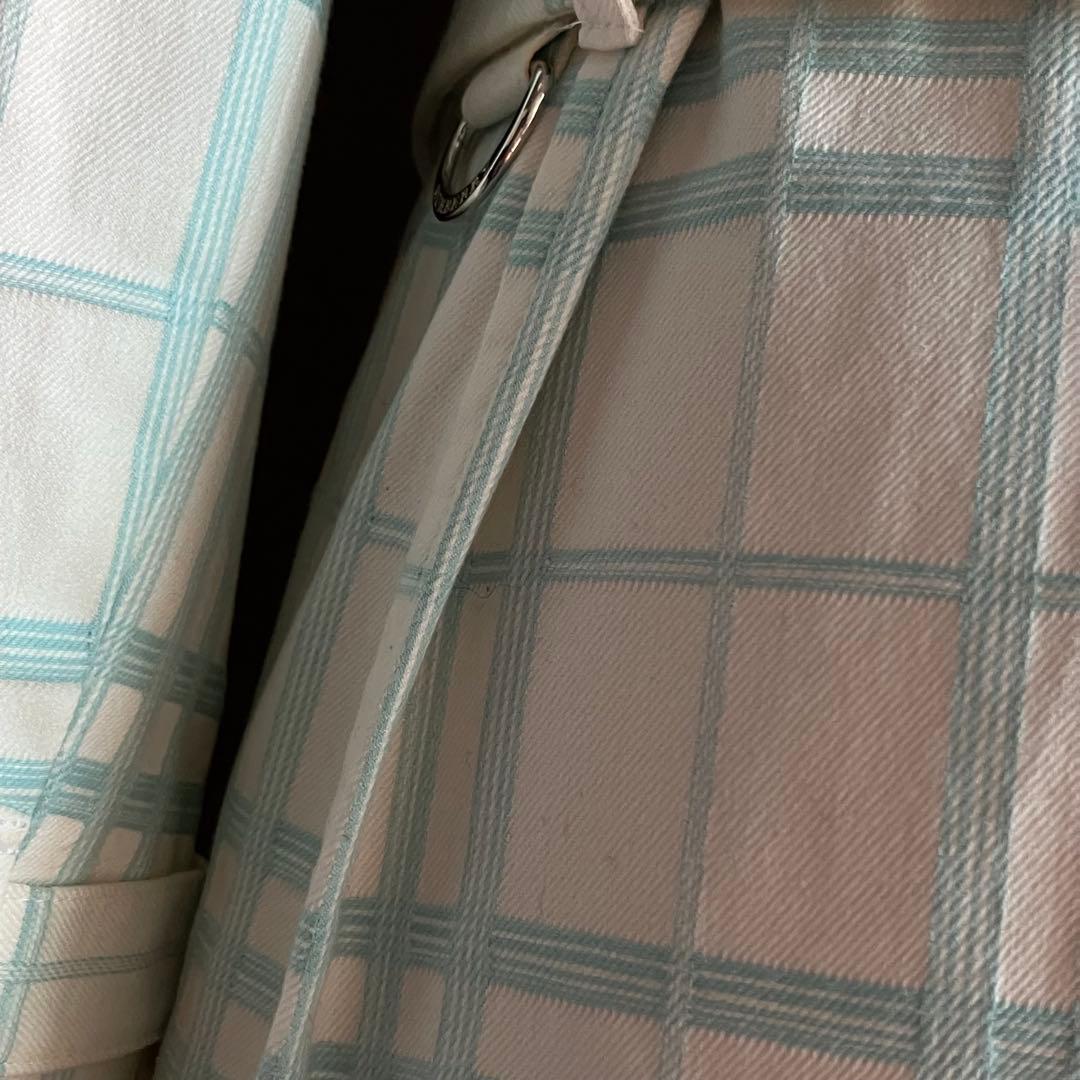 バーバリーロンドン　トレンチコート　ロング丈　総柄38　ノバチェック　グリーン