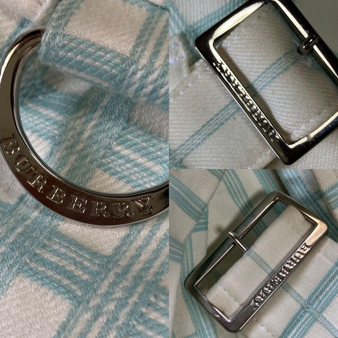 バーバリーロンドン　トレンチコート　ロング丈　総柄38　ノバチェック　グリーン