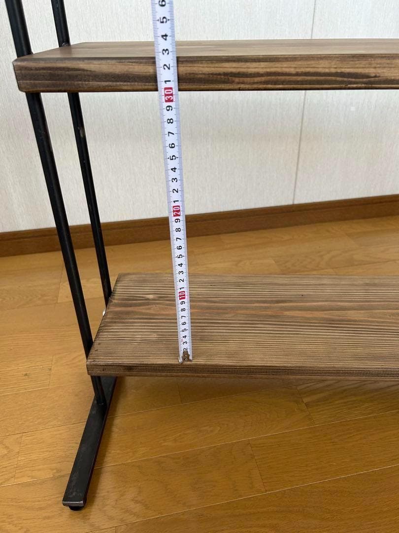 ハンガーラック　アンティーク風　ハンドメイド　2段棚　アイアン家具