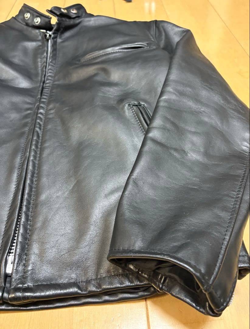 極美品 ボアライナー付 schott ショット 641 立襟黒革ライダース 42