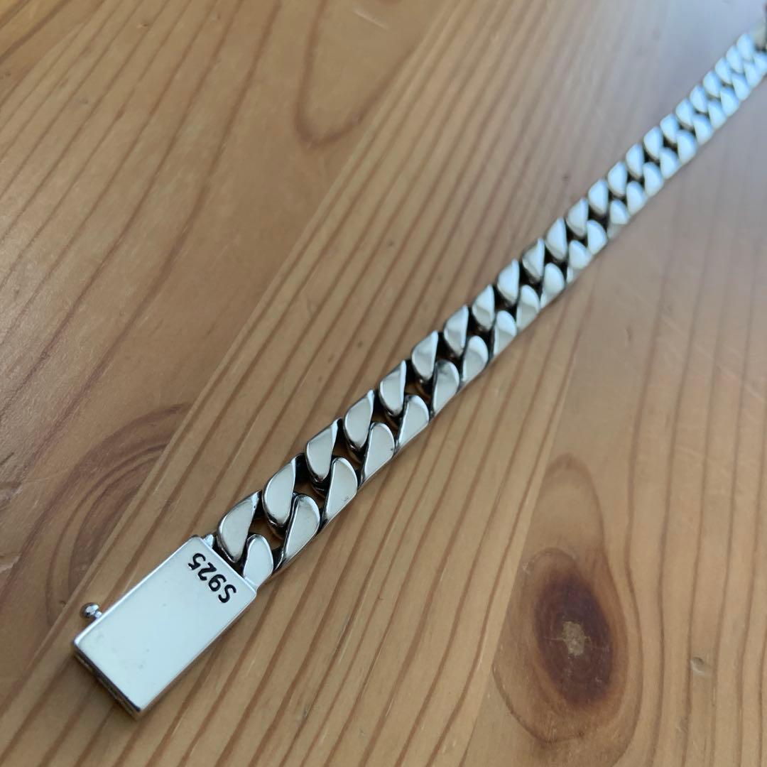喜平チェーン ブレスレット シルバー925鑑定済 8mm×18cm キューバン