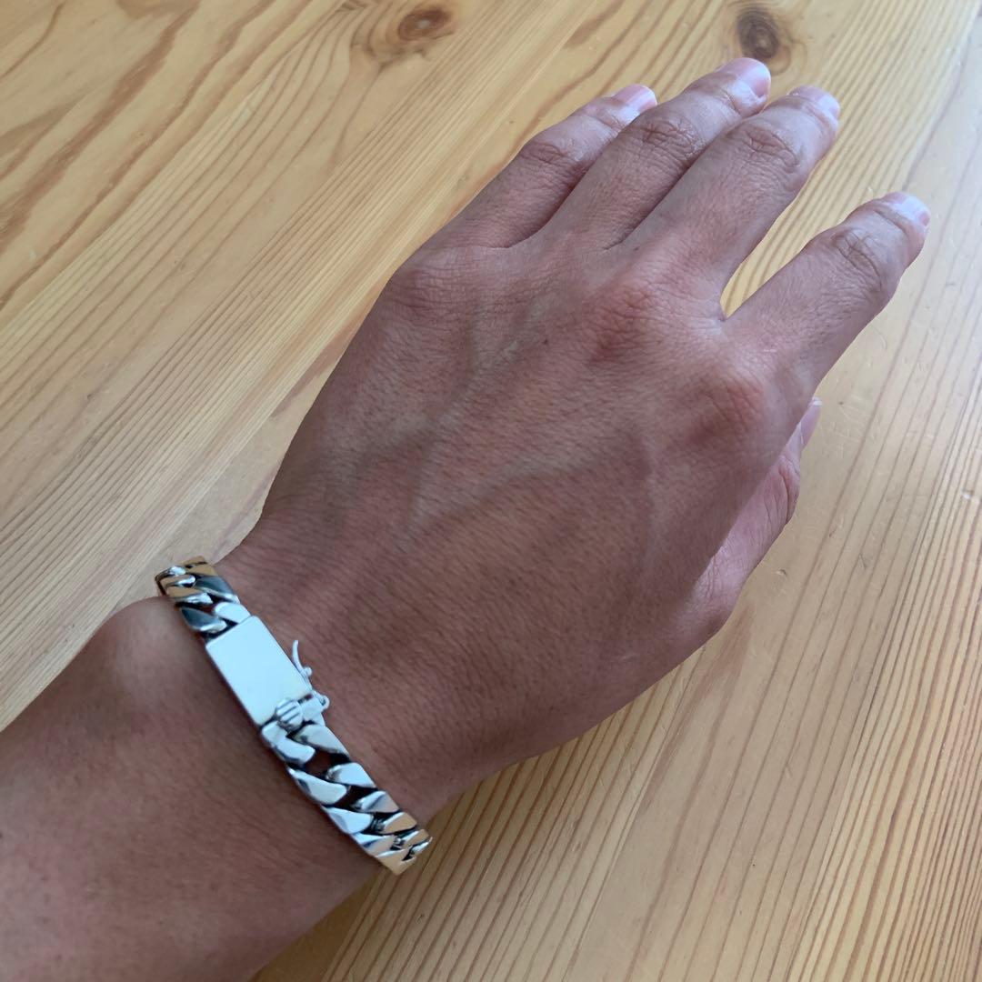 喜平チェーン ブレスレット シルバー925鑑定済 8mm×18cm キューバン