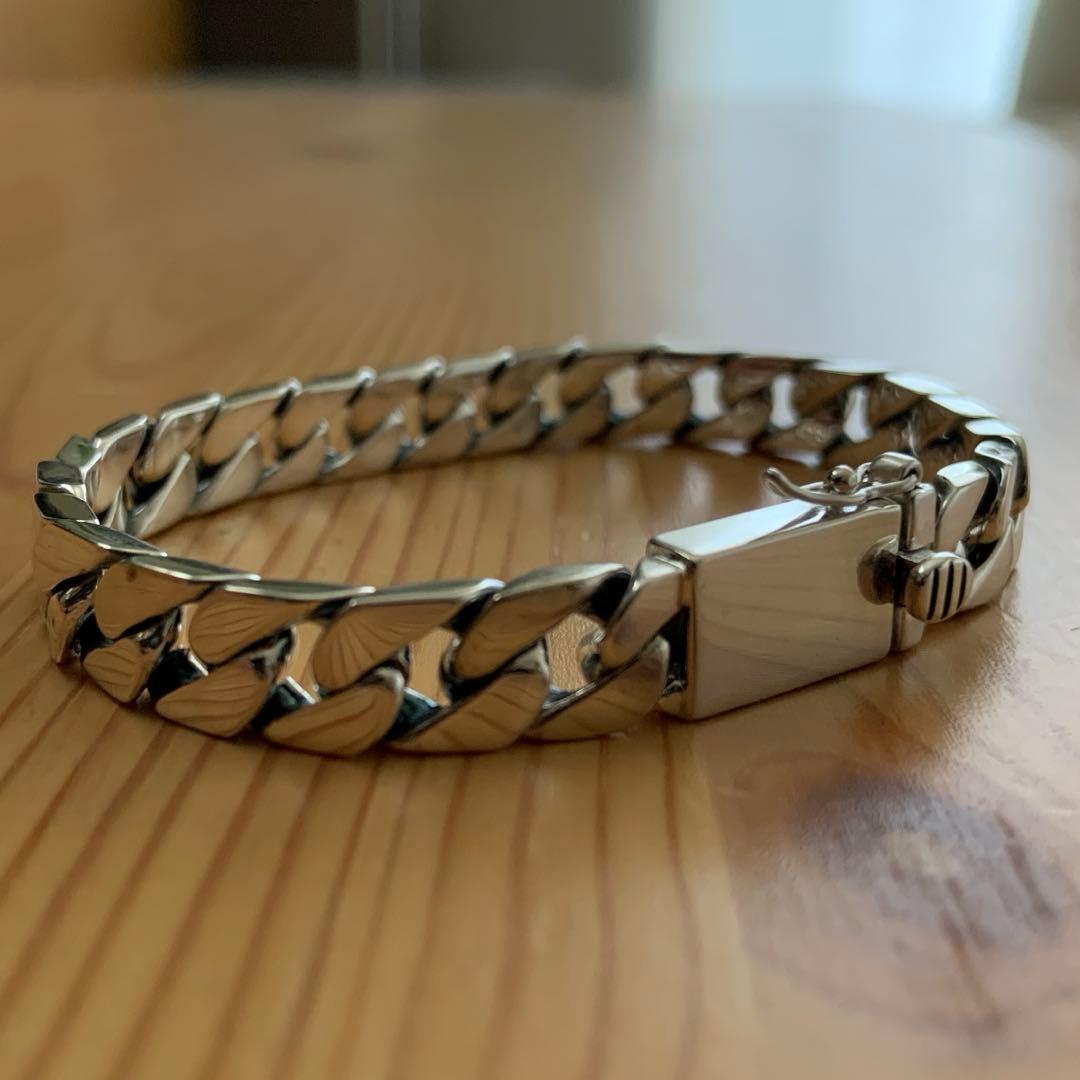 喜平チェーン ブレスレット シルバー925鑑定済 8mm×18cm キューバン