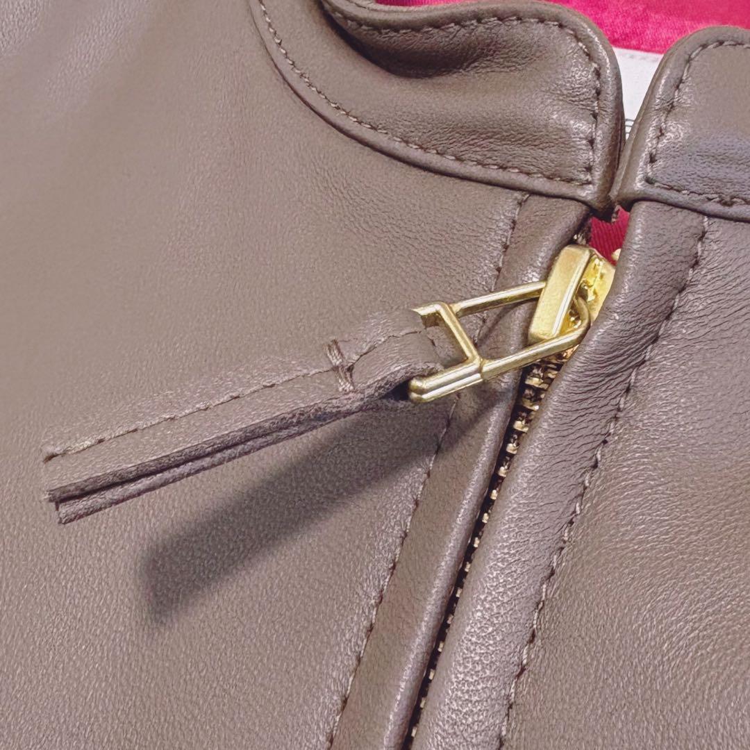 美品　EUCLAID　エウクレイド　ラムレザー　スタンドカラージャケット　羊革