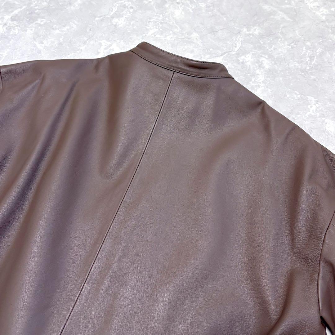 美品　EUCLAID　エウクレイド　ラムレザー　スタンドカラージャケット　羊革