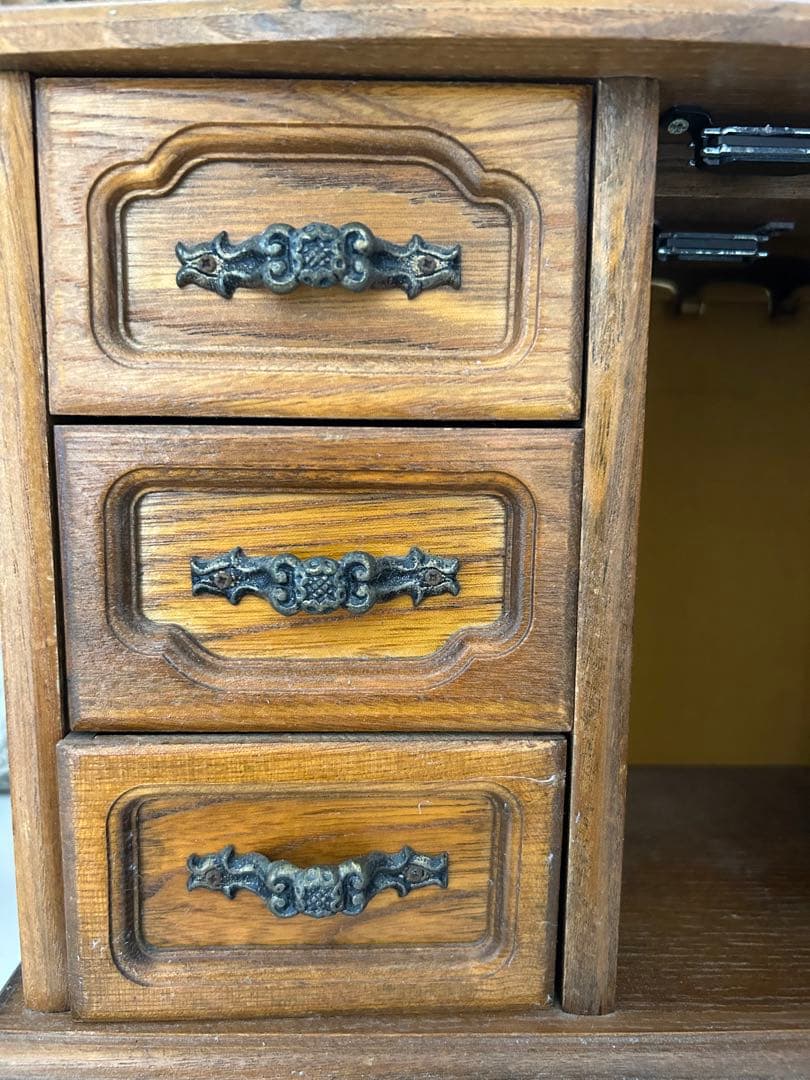 木製ジュエリーボックス☆アクセサリーケース☆小物入れオルゴール付き☆アンティーク