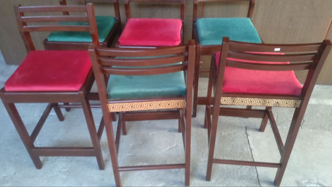 引き取りのみ！カウンターチェア 6脚セット 木製タイ産木材オーダーメイド 中古