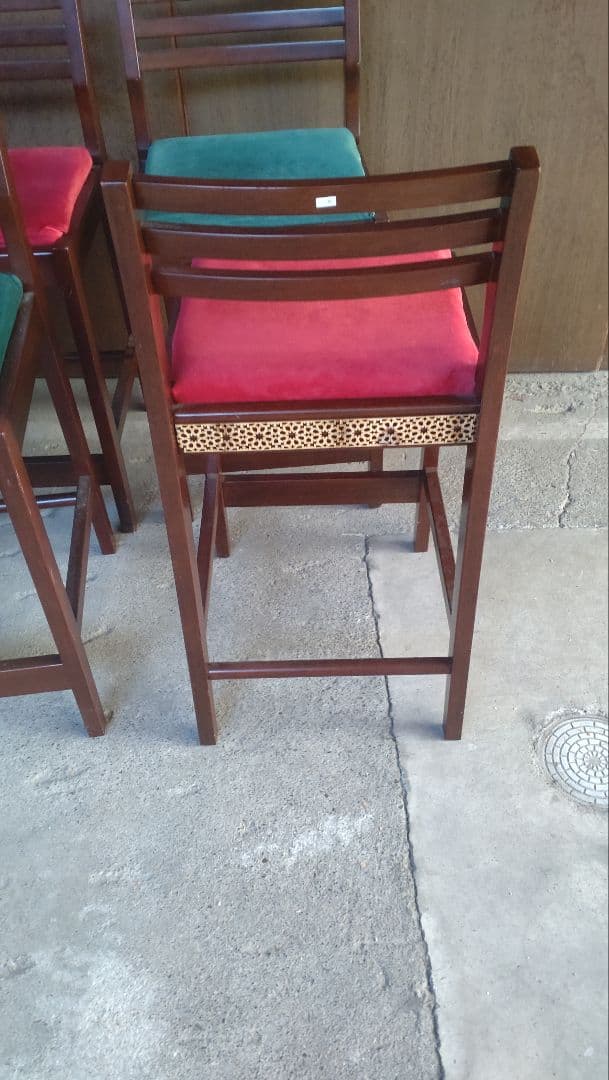 引き取りのみ！カウンターチェア 6脚セット 木製タイ産木材オーダーメイド 中古
