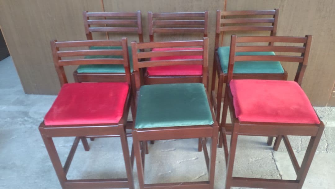 引き取りのみ！カウンターチェア 6脚セット 木製タイ産木材オーダーメイド 中古