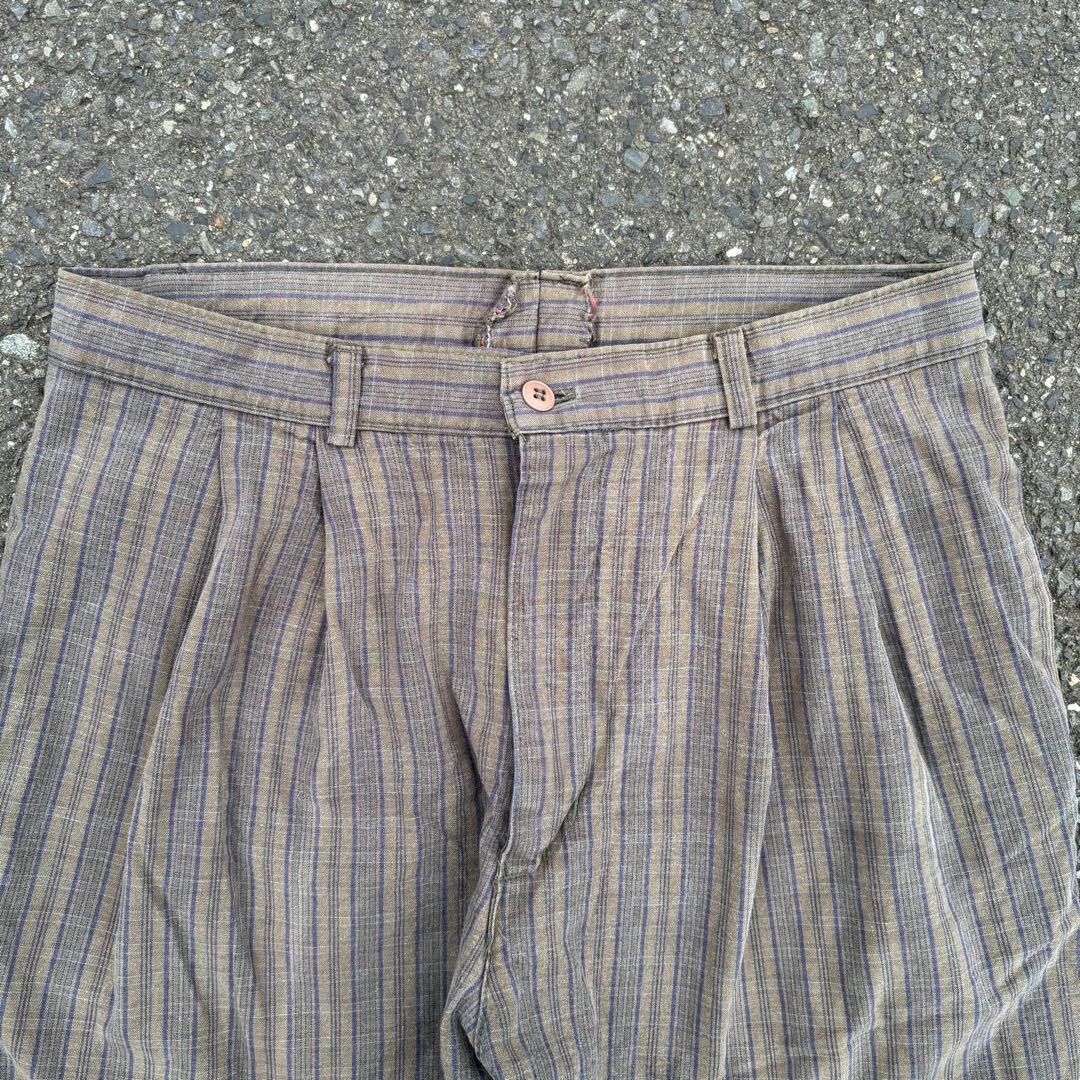 80s oldgap アメ製 42タロン チェック ワイド 2タック パンツ