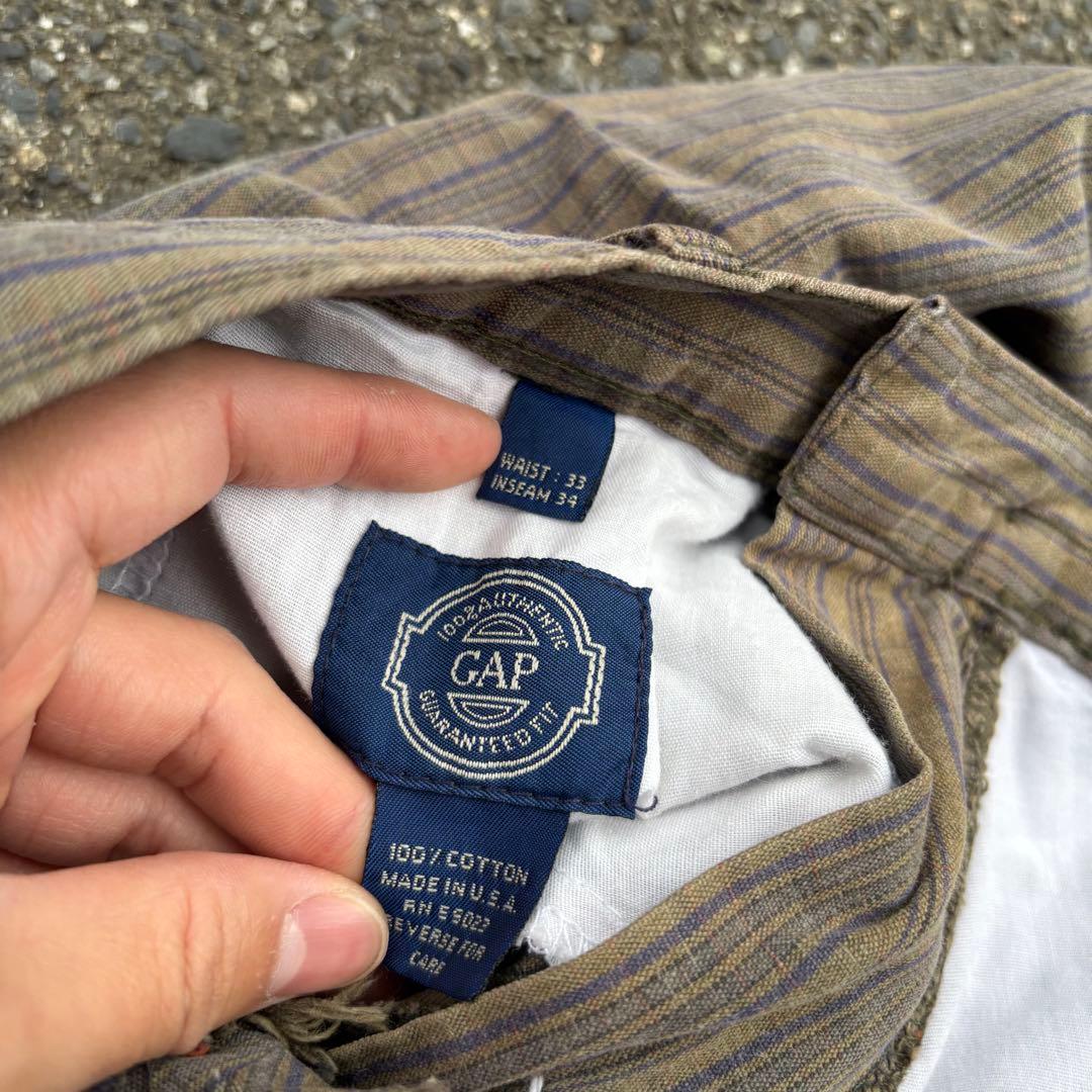 80s oldgap アメ製 42タロン チェック ワイド 2タック パンツ