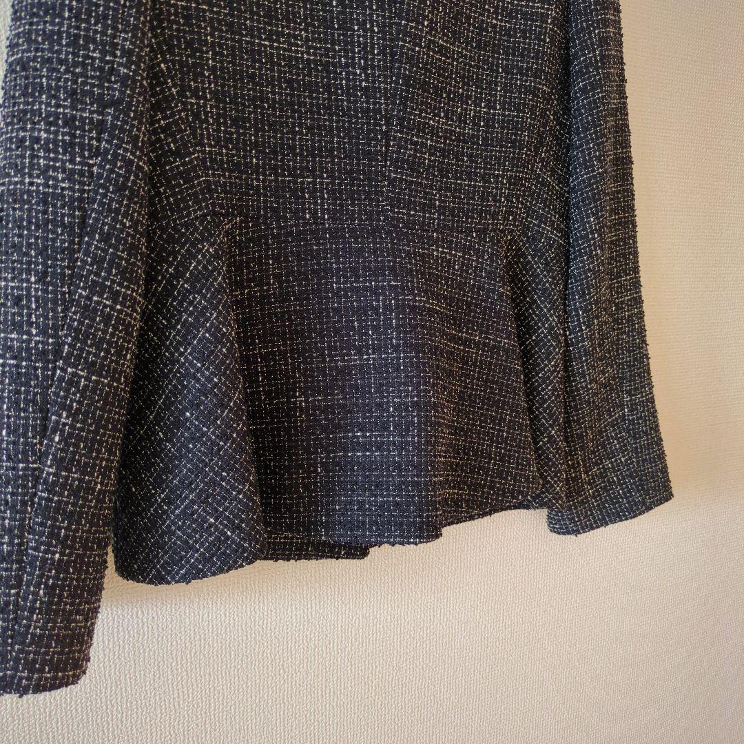 PLST プラステ ネイビー ツイード ジャケット ペプラム