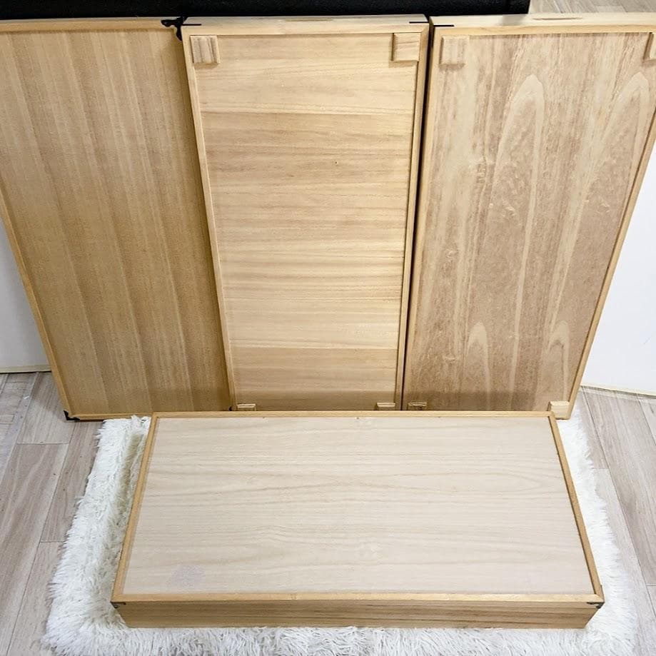 美品！ 桐箱 衣装箱 蓋つき 衣装ケース 桐ケース 3段 着物 【中古品】★