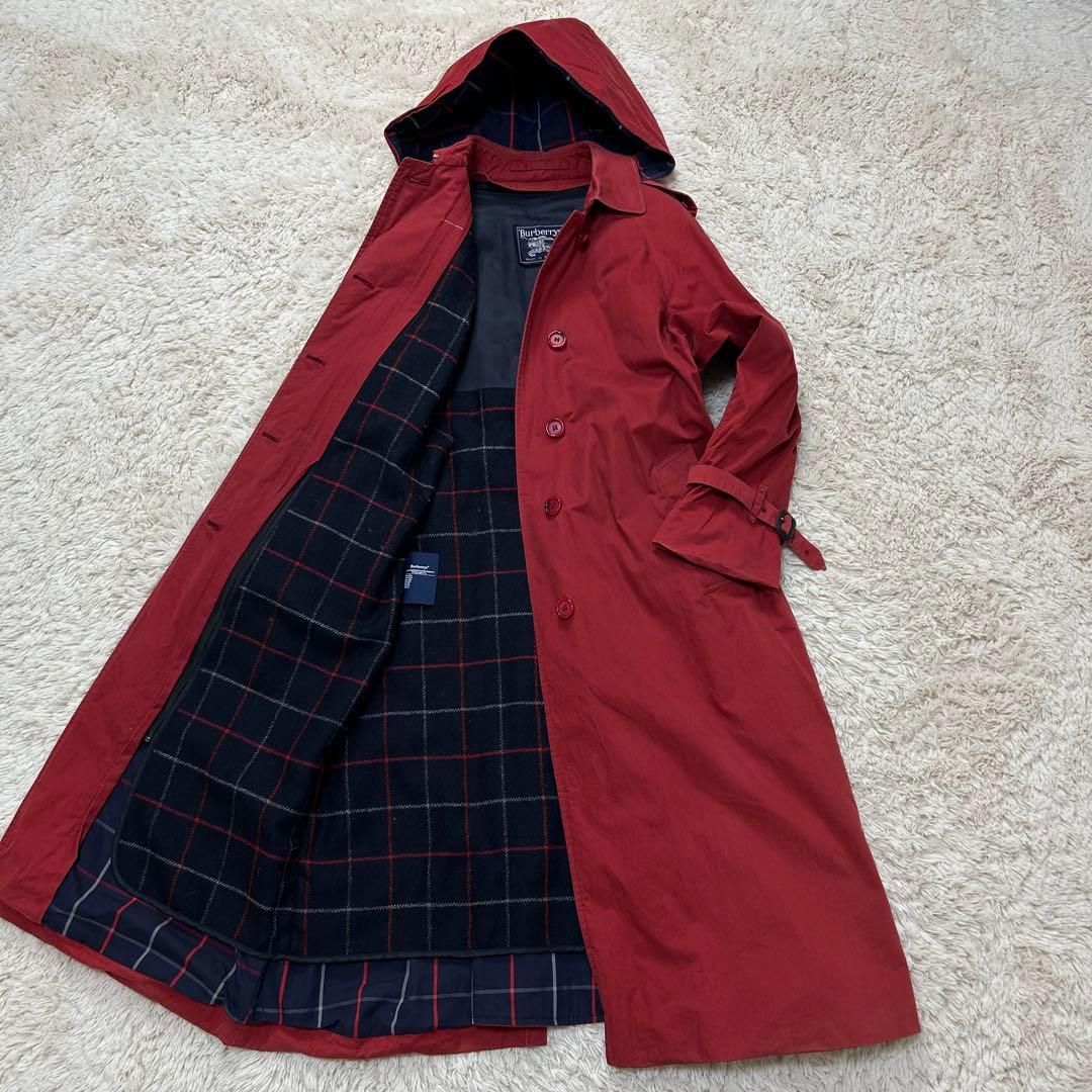 vintage バーバリーズ トレンチコート イギリス製 赤 ライナー ロング丈