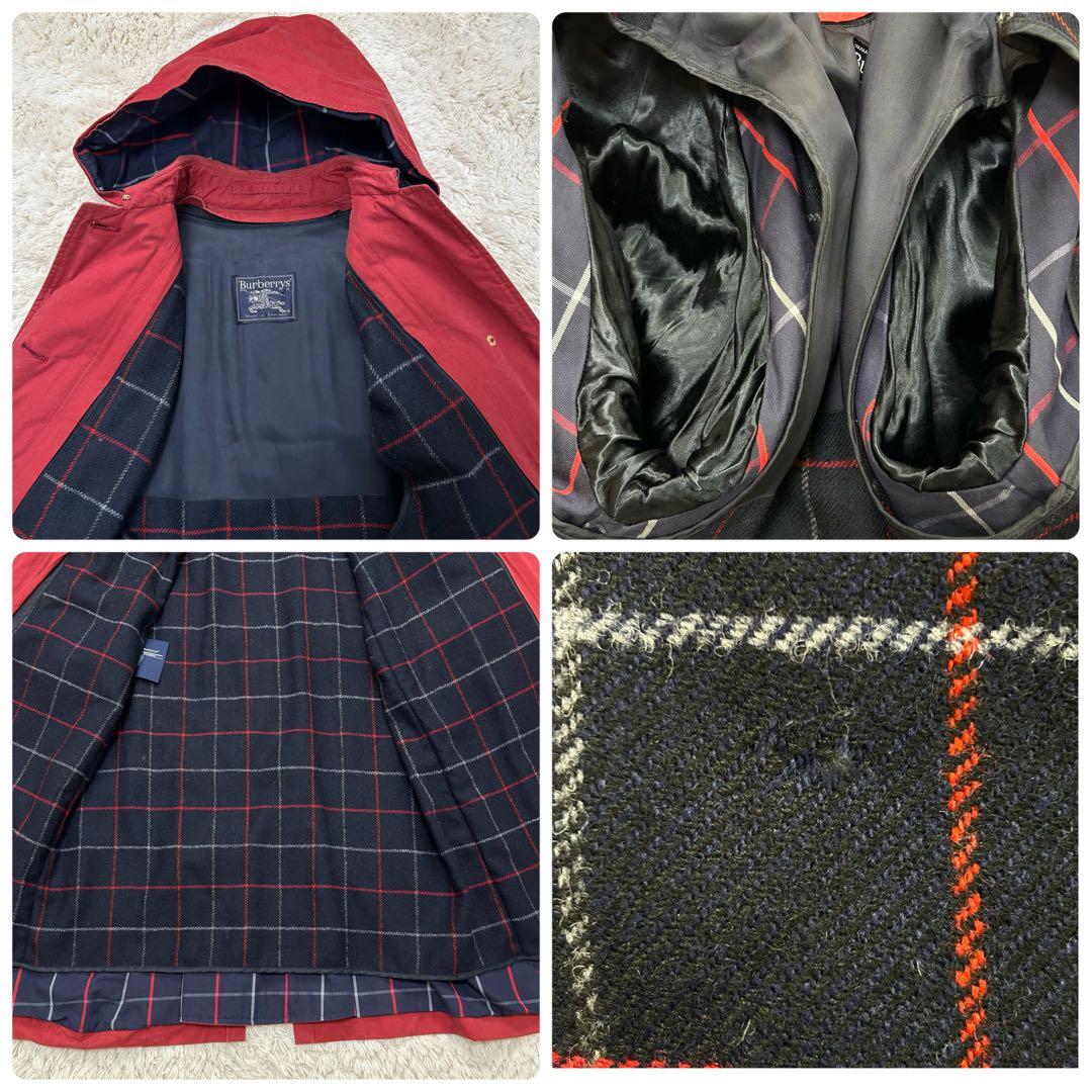 vintage バーバリーズ トレンチコート イギリス製 赤 ライナー ロング丈