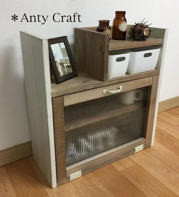 【サイズオーダー可】【引取可能】扉付きキッチン収納（収納ケース大1個＆小1個付）