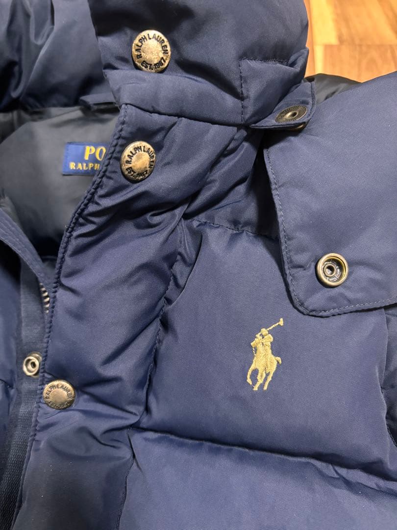 【美品】ポロラルフローレン ダウンベスト ポニー刺繍 ネイビー ダウン75%
