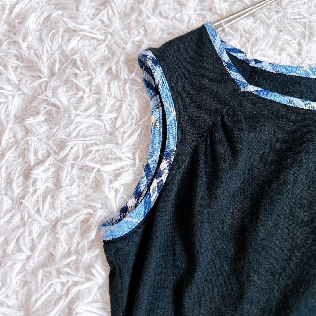 美品⁂バーバリーロンドン⁂ ロングワンピース　切替　ノバチェック　リボン　160