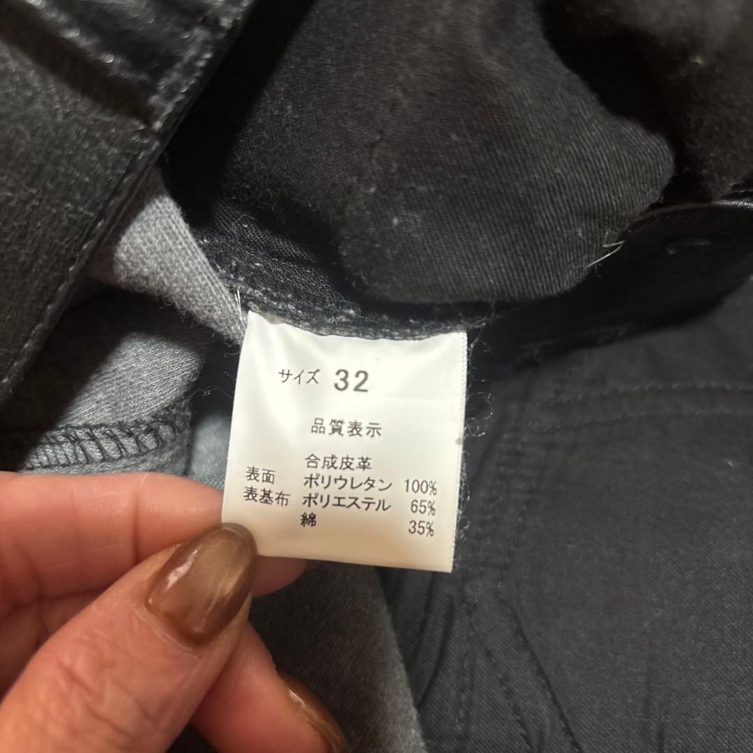 666 Original Clothing ブラック レザー パンツ 32