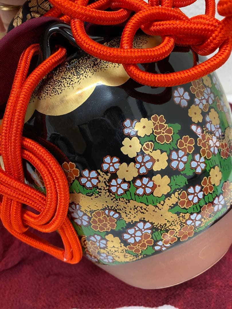 3-2418 九谷 色絵 吉野山図 茶壺 重要文化財写 野々村 仁清 玉泉堂