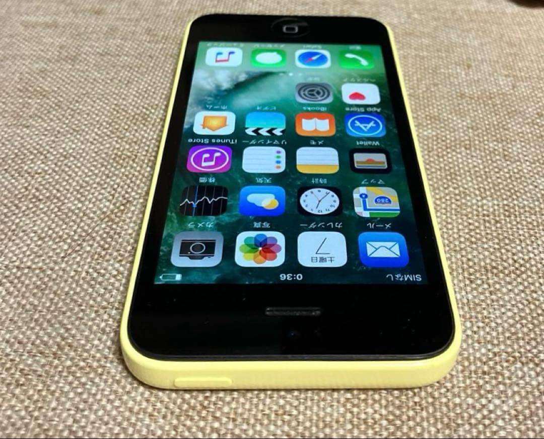 充放電１回 iPhone5c 16G イエロー 美品 バッテリー最大100%