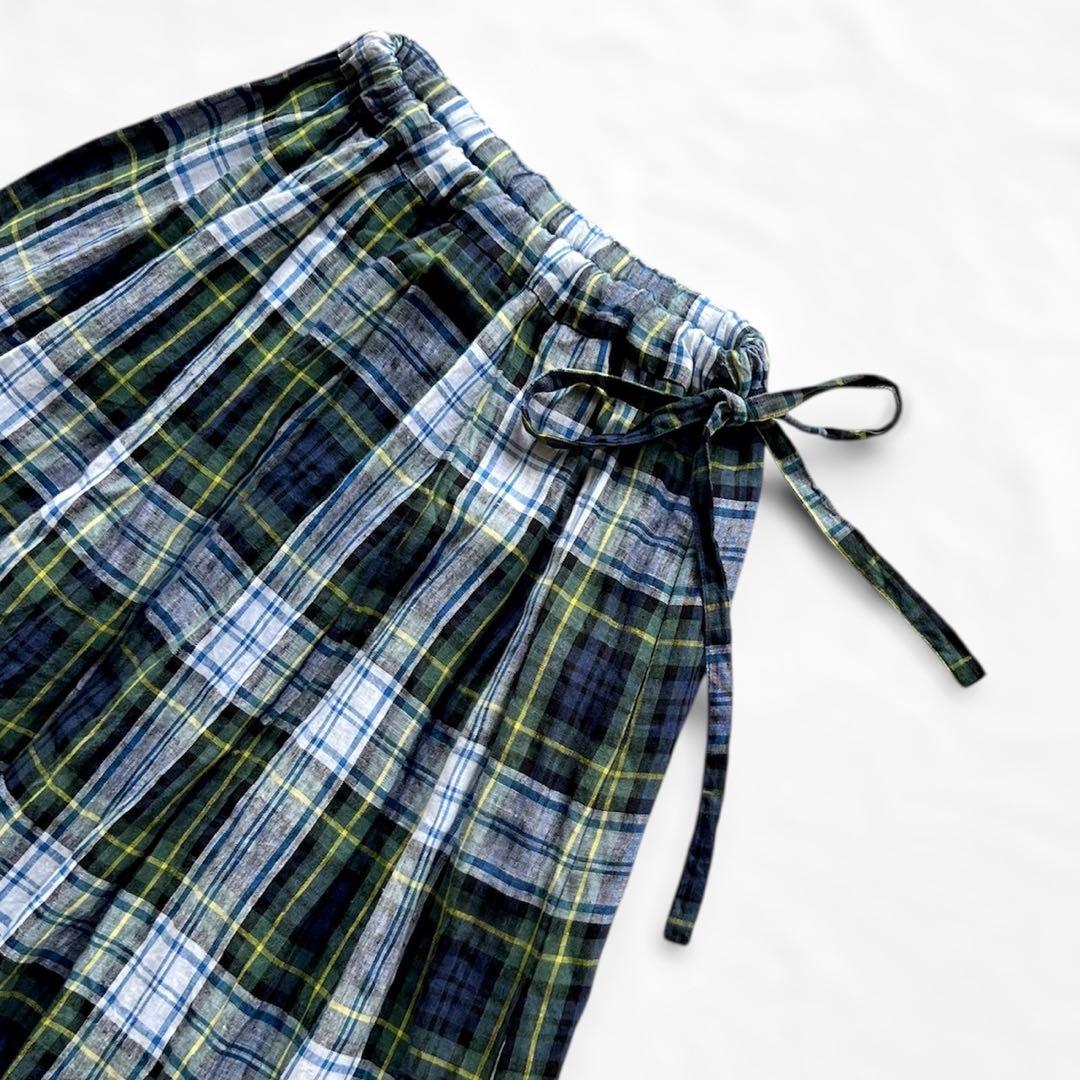 【美品】O'NEIL OF DUBLIN/リネン/ミモレ丈/タータンチェック