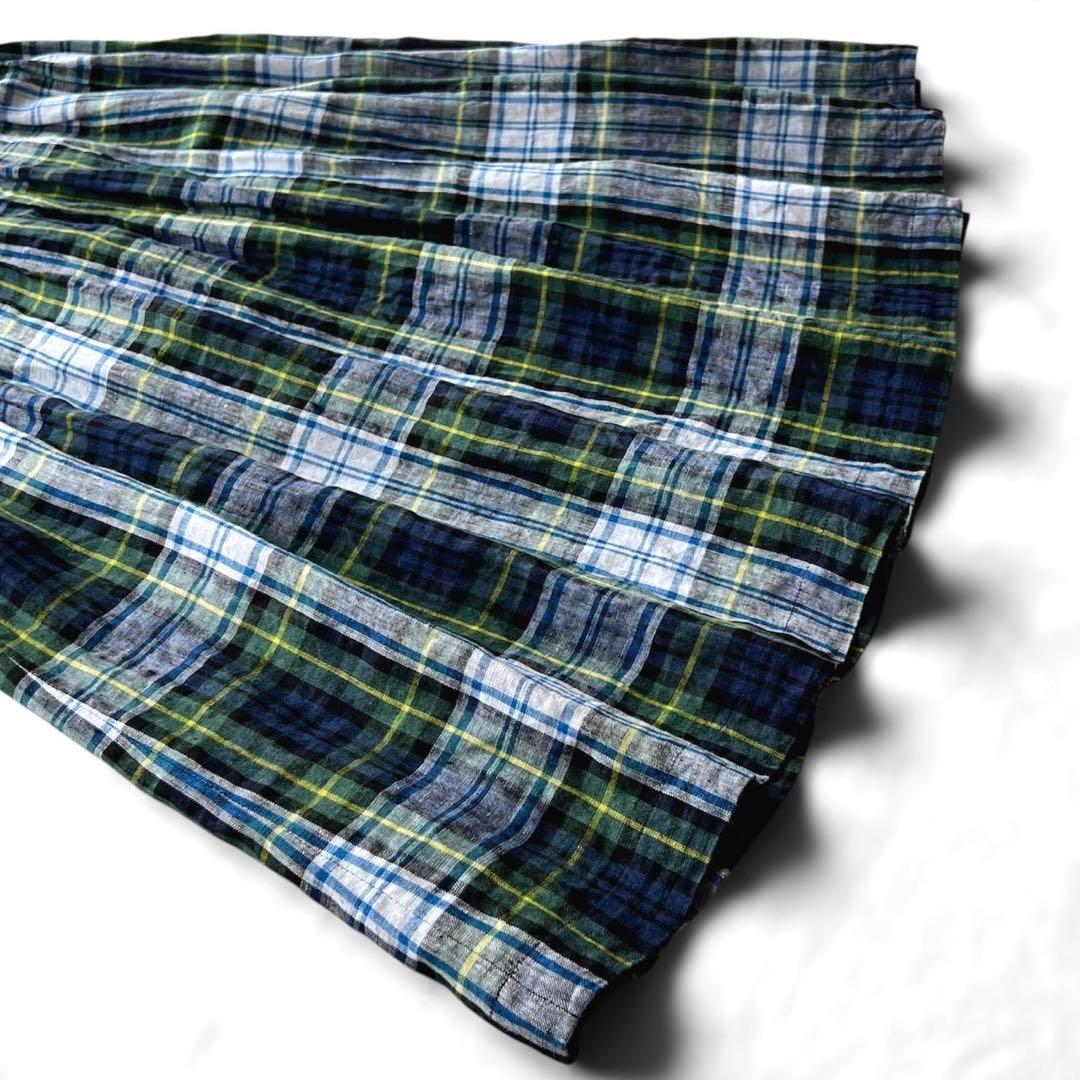 【美品】O'NEIL OF DUBLIN/リネン/ミモレ丈/タータンチェック