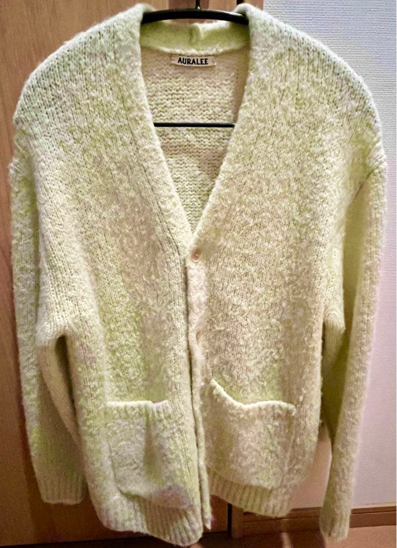 m*e様 オーラリー ウール　アルパカ　モヘア　カーディガン　イエロー　黄色　メ