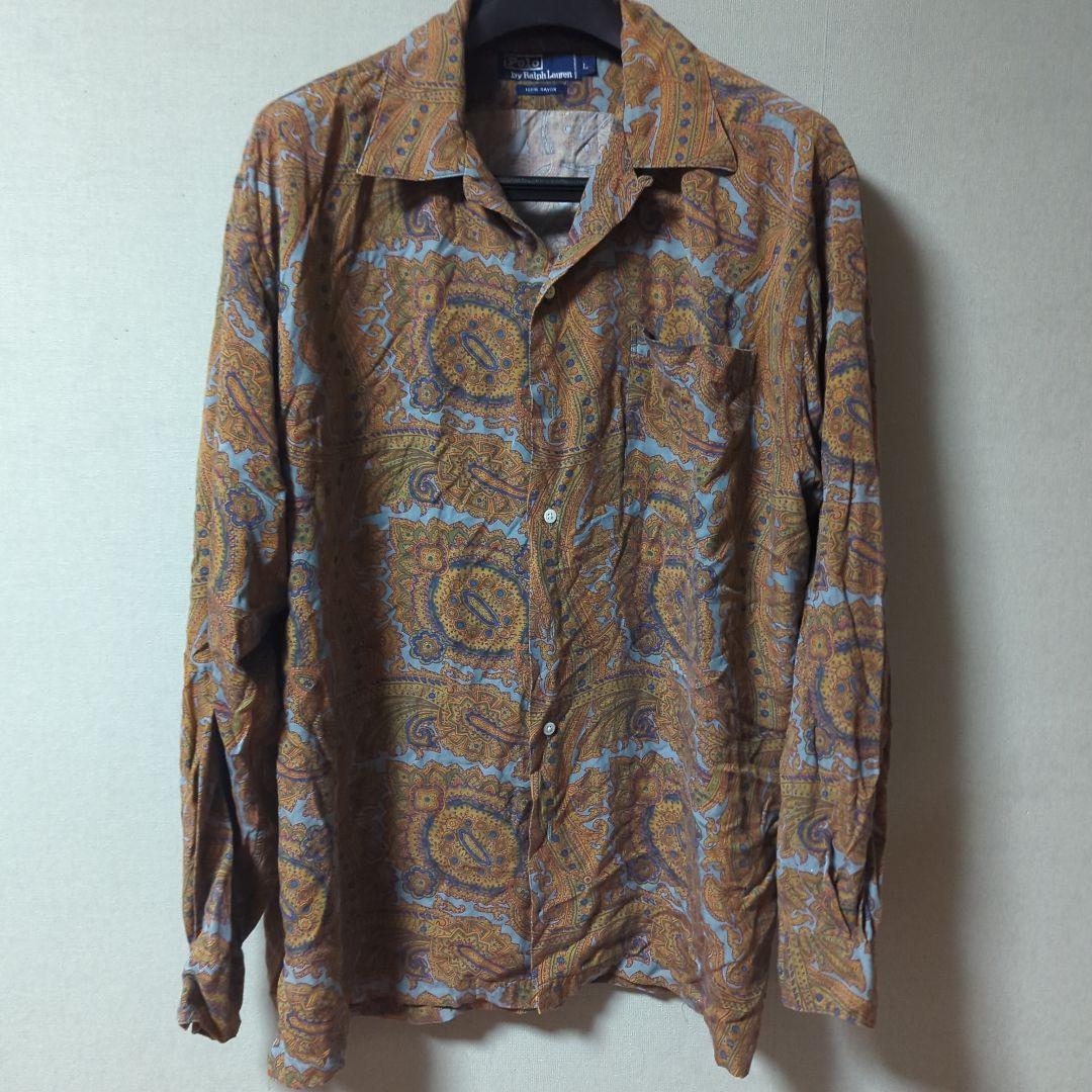 polo ラルフローレン　レーヨン　90s 総柄シャツ