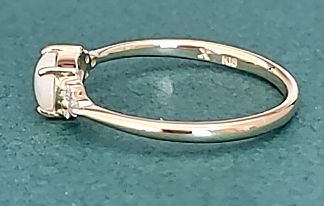 新品半額以下BIZOUX豪州産オパール×ダイヤ フラヴィリング K18YG10号