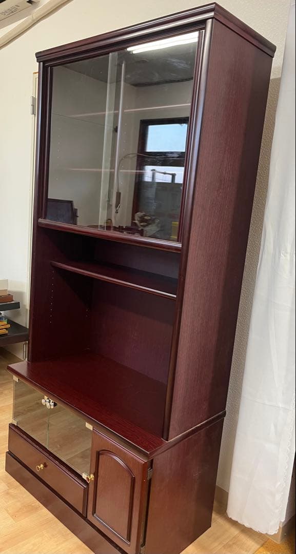 昭和 レトロ　サイドボード　食器棚　本棚　ガラスキャビネット