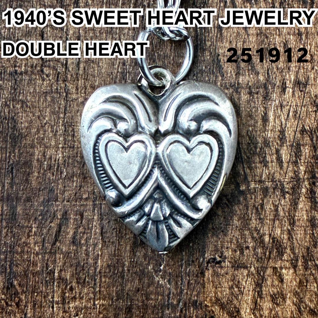 スウィートハートジュエリー ダブルハート シルバーヴィンテージネックレスNAVY