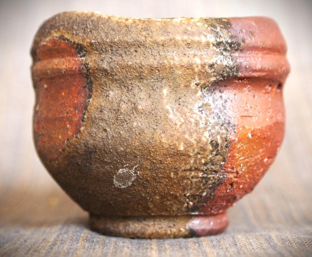 希少作★小出尚永【師：原田拾六】★備前ぐいのみ★共箱・布