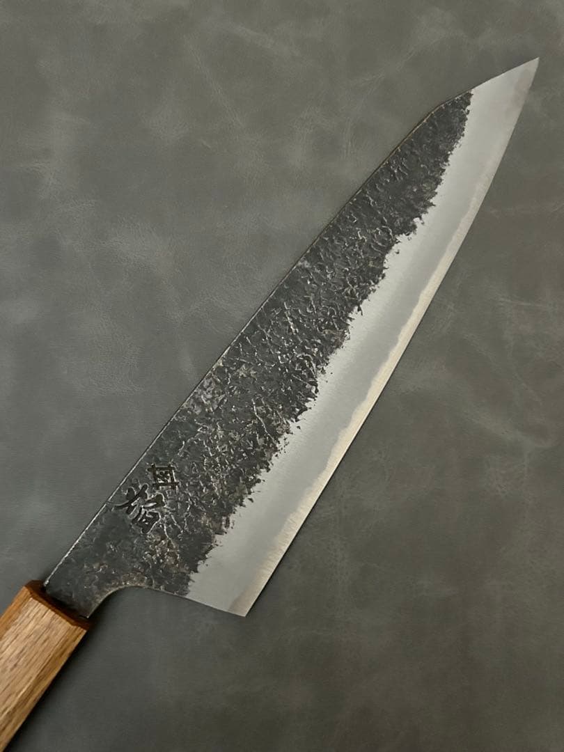 堺孝行 包丁 牛刀 牛刀包丁 焔 紅蓮 安来鋼青紙二号 八角柄 225mm ①