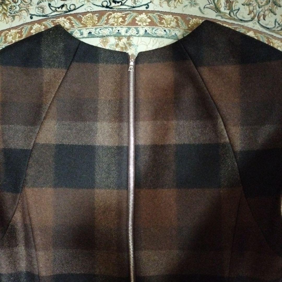 ADONIS チェック柄 Vネック マキシ丈ジャンパースカート38