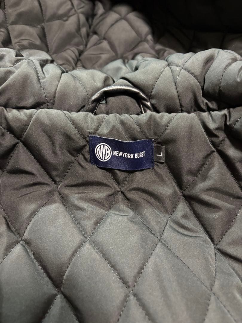 美品 ニューヨークバースト ブラック レザージャケット ライダーズ フード